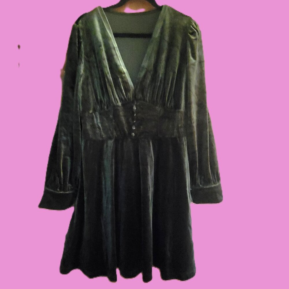 Cider Velvet Dress Women’s 1XL _Deep Forest Green